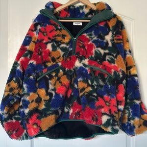 Rumored Sun Valley Sherpa Fleece S/M Colorful Floral Fleece Pullover